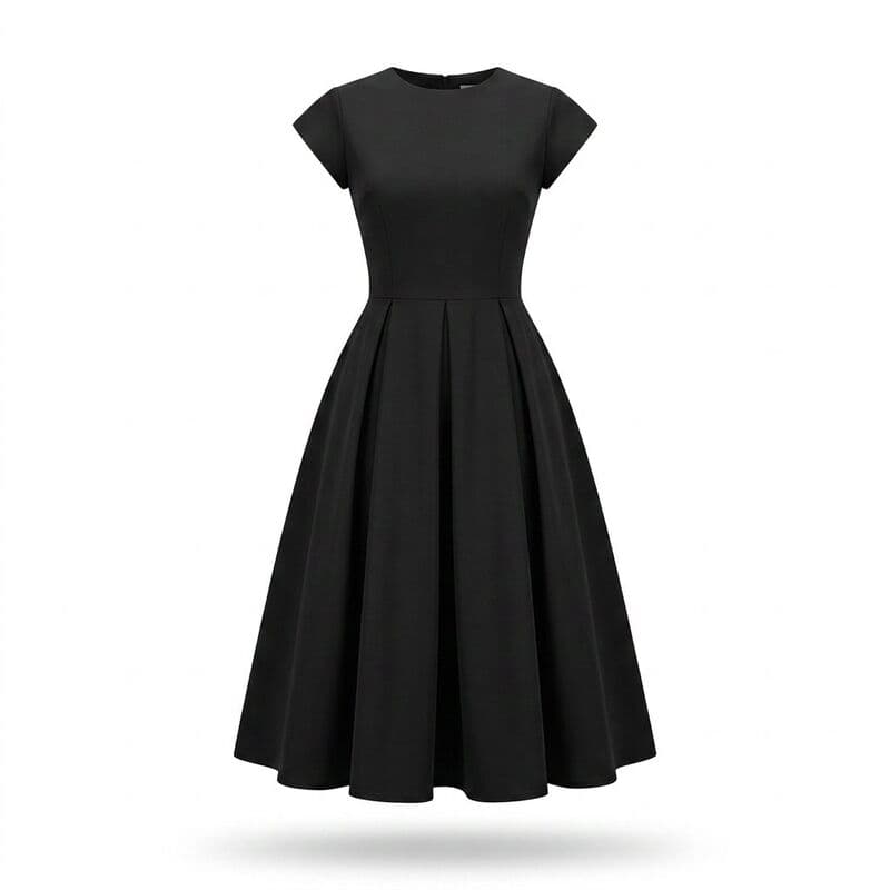 Black Flare Midi Dress
