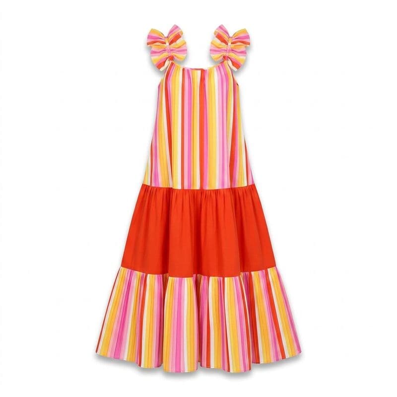 Colorful Striped Ruffle Dress