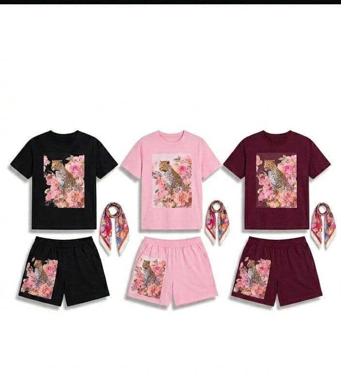 Leopard Floral Short Set — Assorted