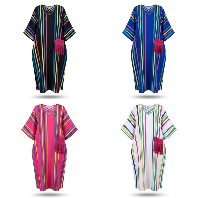 Striped Kaftan Dress — Assorted