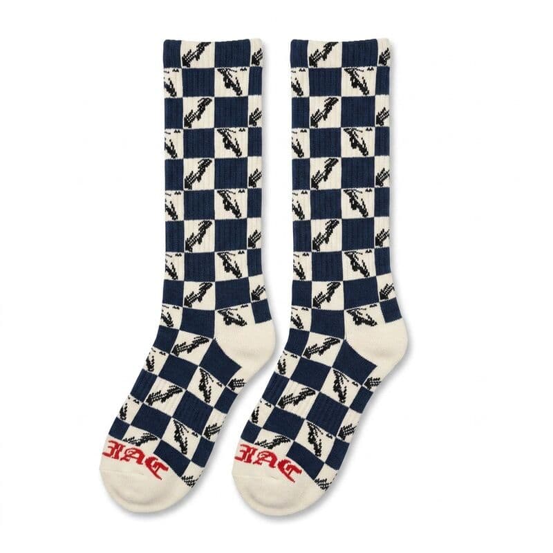 Original Chrome Long Socks — Navy Checker