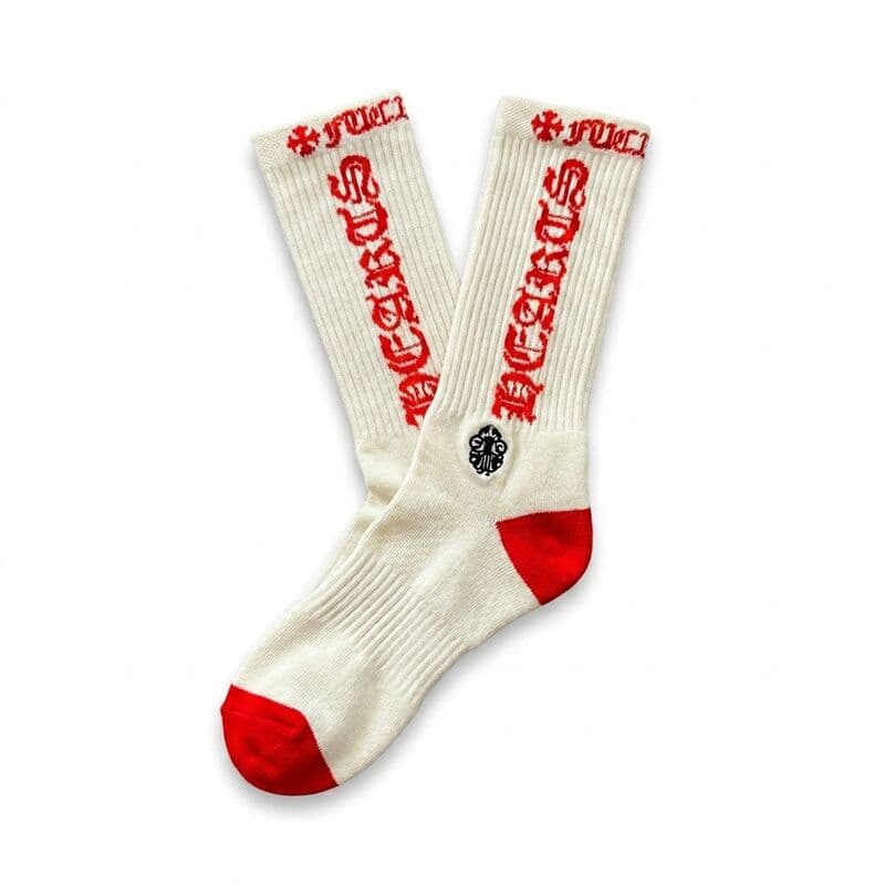 Original Chrome Long Socks — White/Red Letter