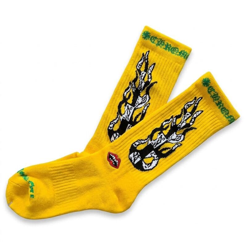 Original Chrome Long Socks — Yellow Graphic
