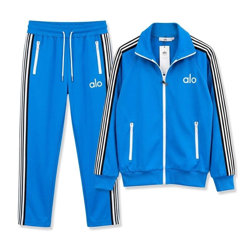 Blue ALO-Style Stripe Tracksuit Set