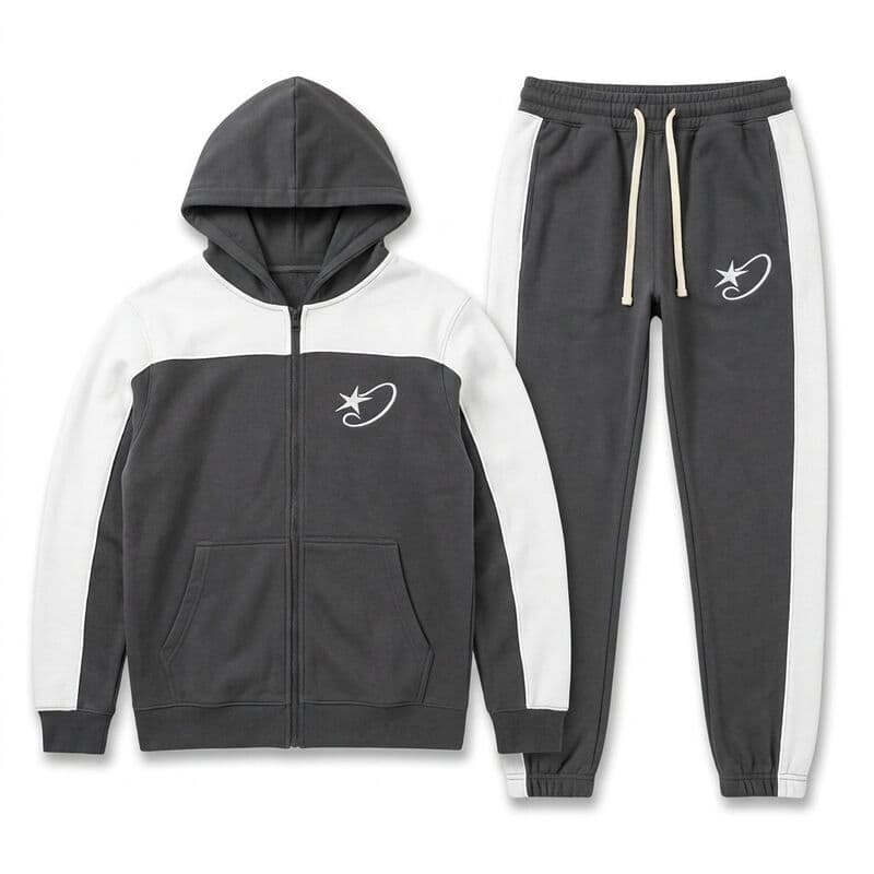 Grey/White Star Hoodie Tracksuit Set