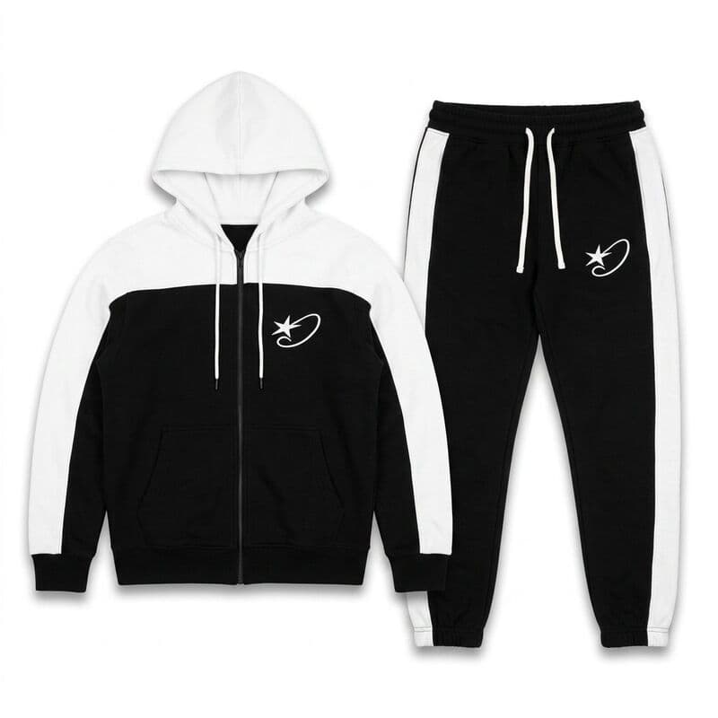 White/Black Star Hoodie Tracksuit Set