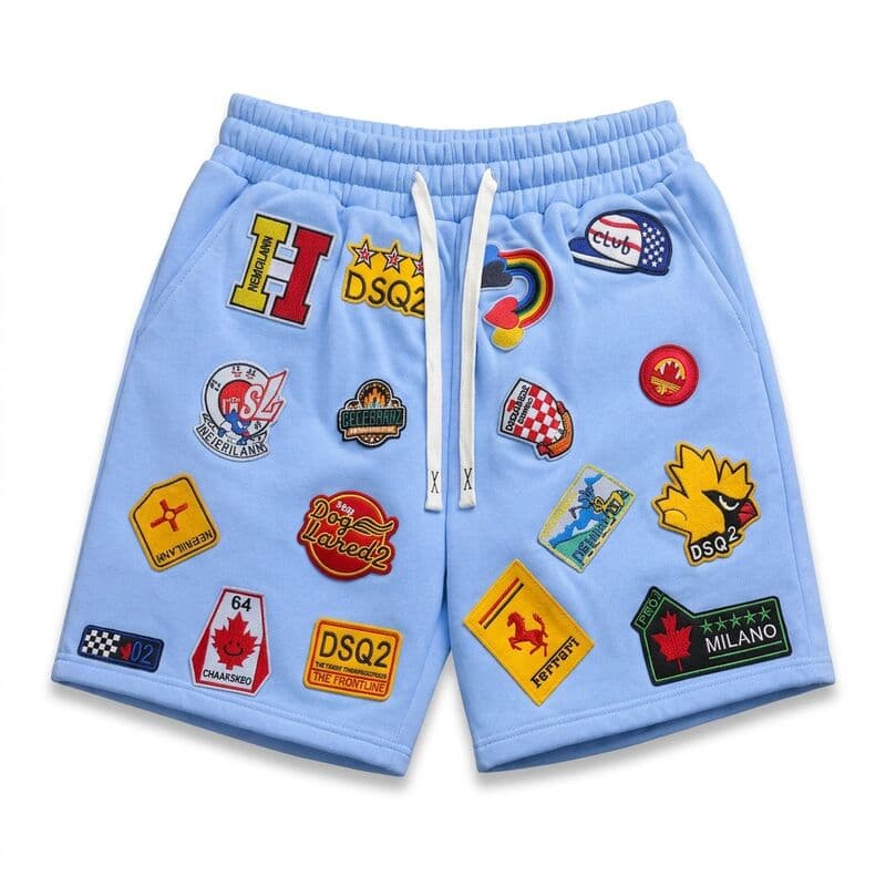 Blue Patch Graphic Shorts