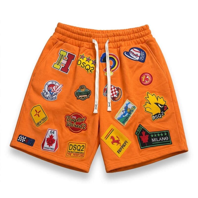 Orange Patch Graphic Shorts