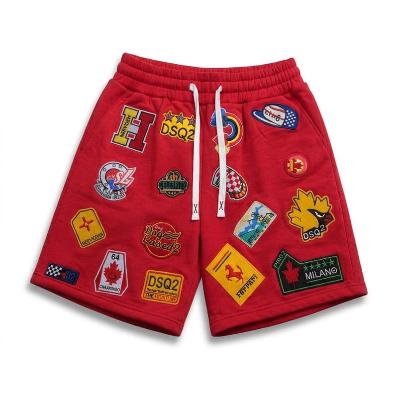 Red Patch Graphic Shorts