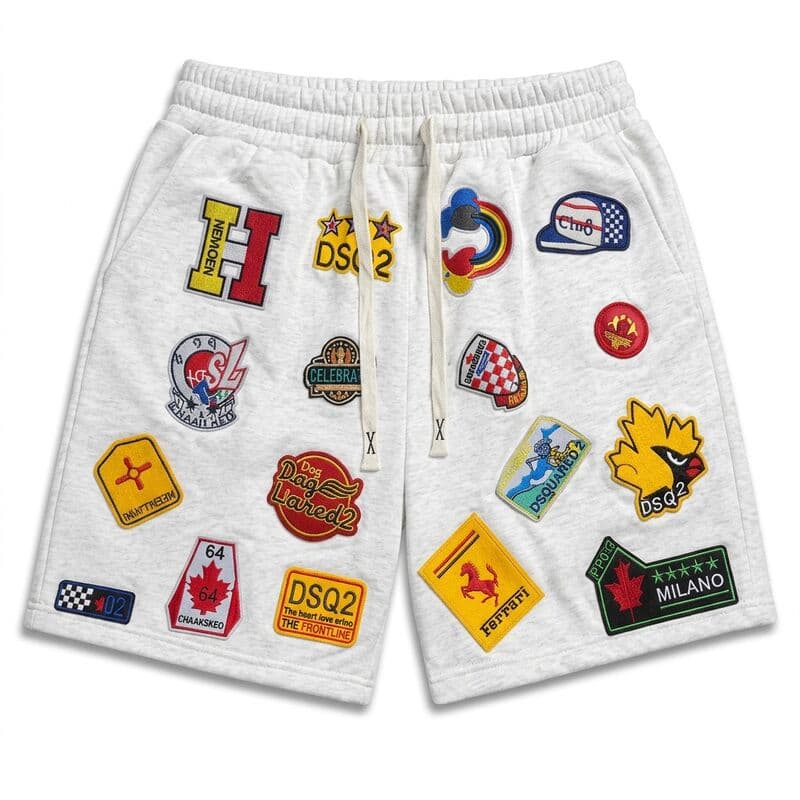 White Patch Graphic Shorts