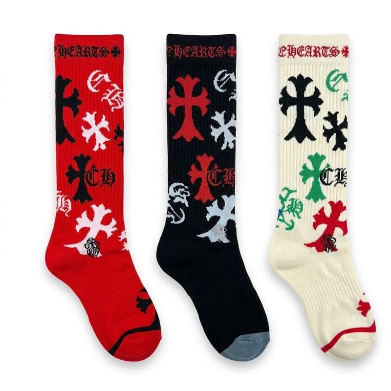 Original Chrome Long Socks — Cross Pattern Assorted