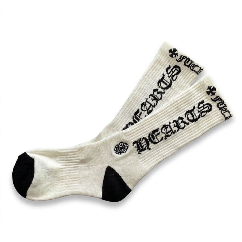 Original Chrome Long Socks — White/Black Letter