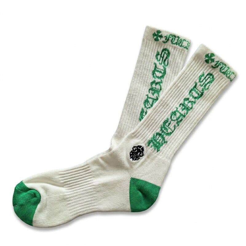 Original Chrome Long Socks — White/Green Letter