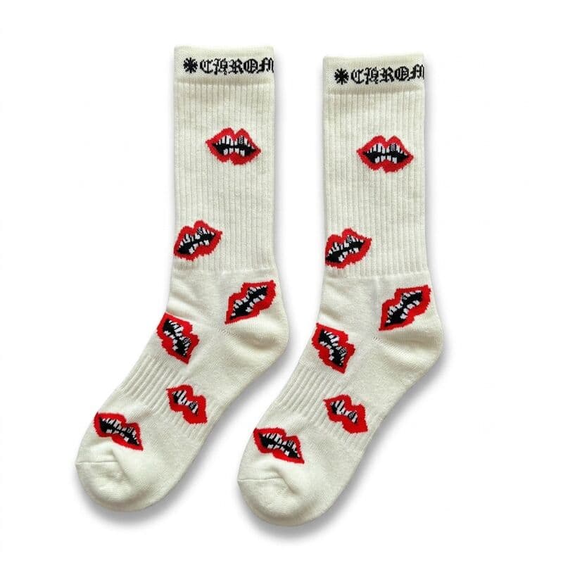Original Chrome Long Socks — Red Lips Pattern