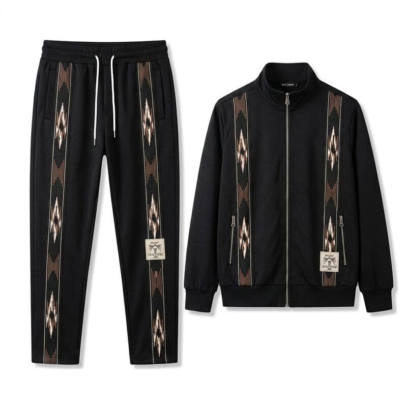 Black Aztec Panel Tracksuit Set