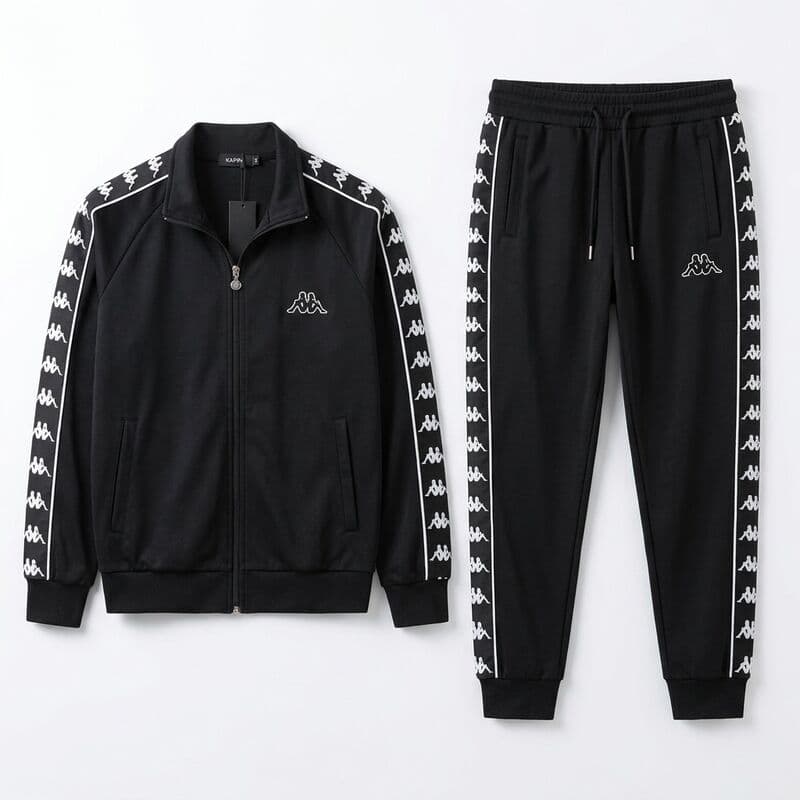 Black Logo Stripe Tracksuit Set