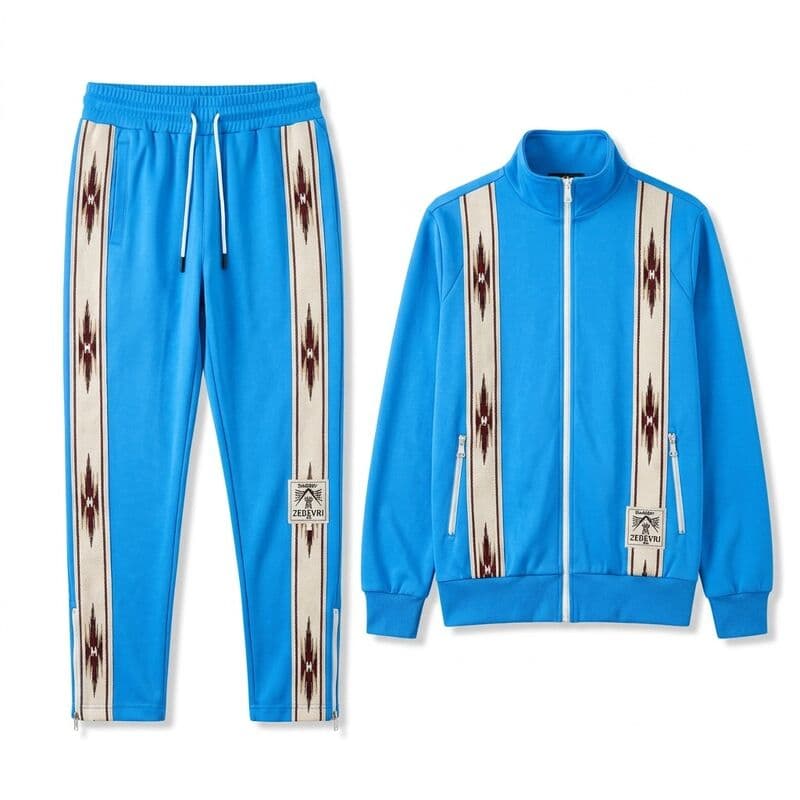 Blue Aztec Panel Tracksuit Set
