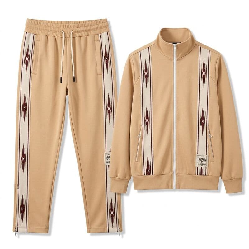 Tan Aztec Panel Tracksuit Set
