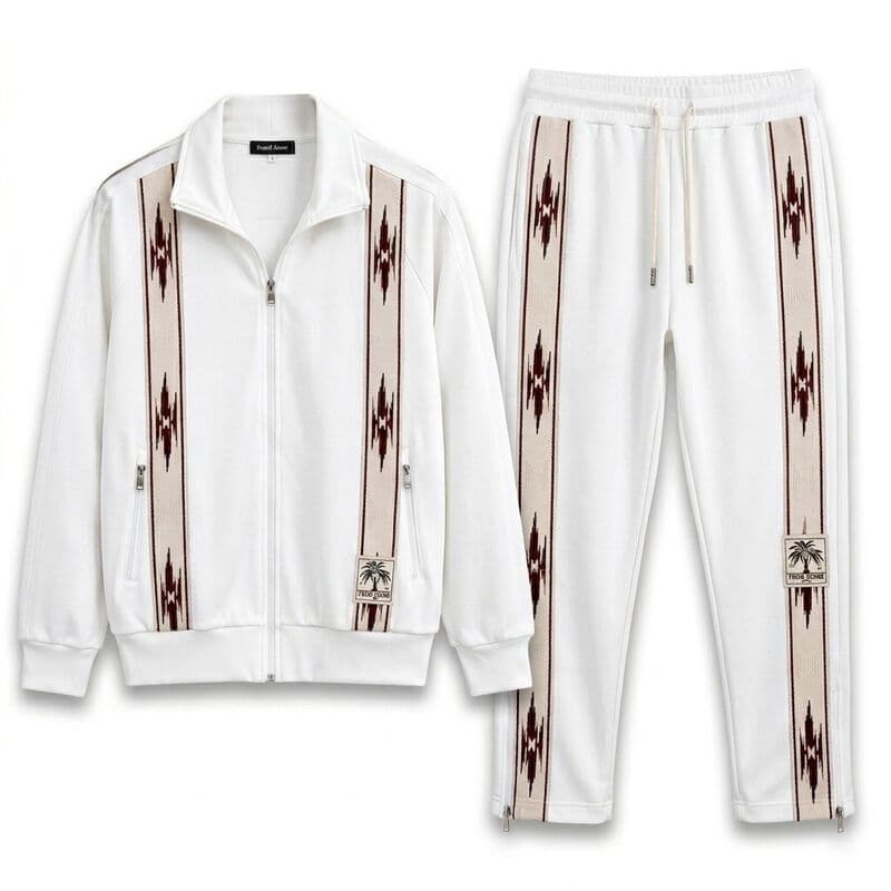White Aztec Panel Tracksuit Set