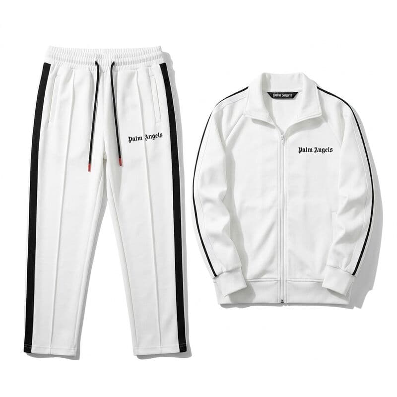 White Black-Stripe Tracksuit Set