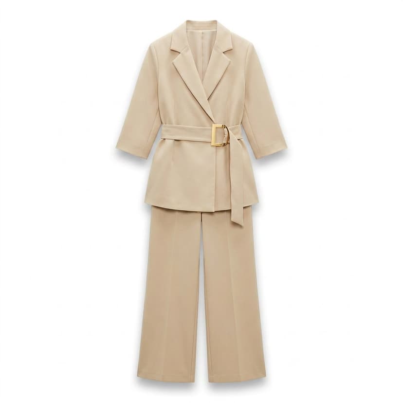Wrap Pantsuit Beige