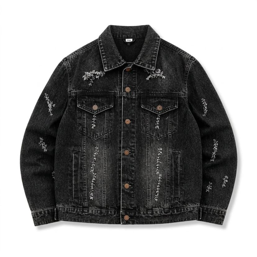 Floral Embroidery Black
