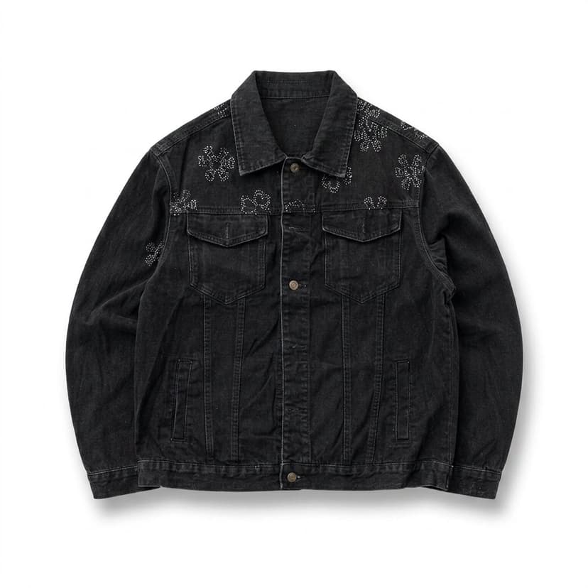 Rhinestone Floral Black