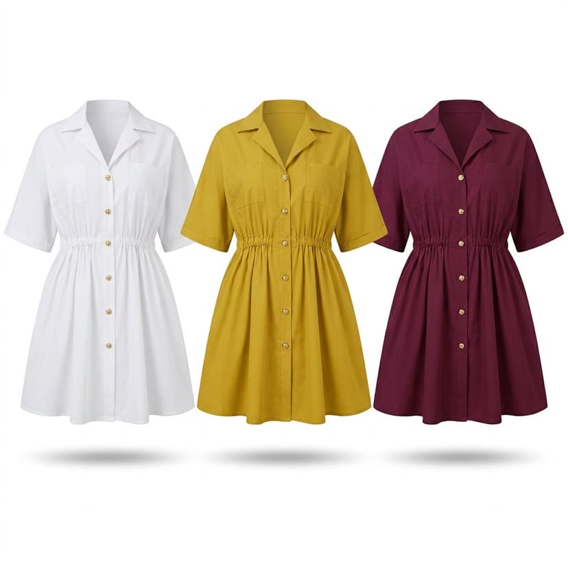 Batch15 03 Short Shirtdress White Yellow Burgundy