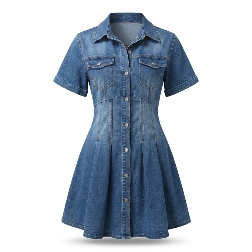Batch15 05 Denim Button Flare Minidress