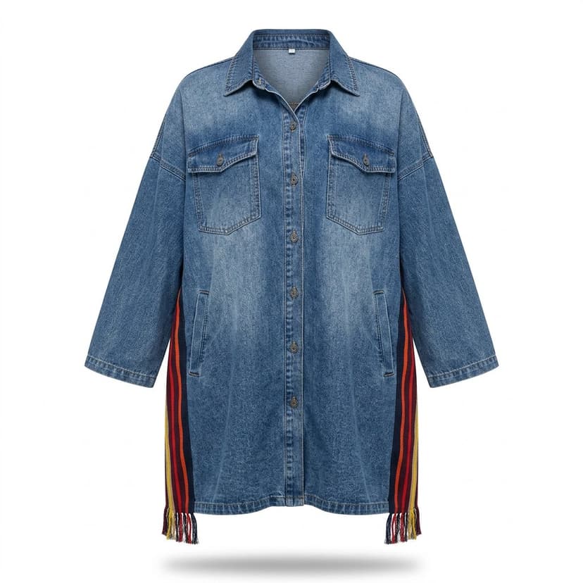 Batch15 09 Oversized Denim Shirtdress Striped Side Panels