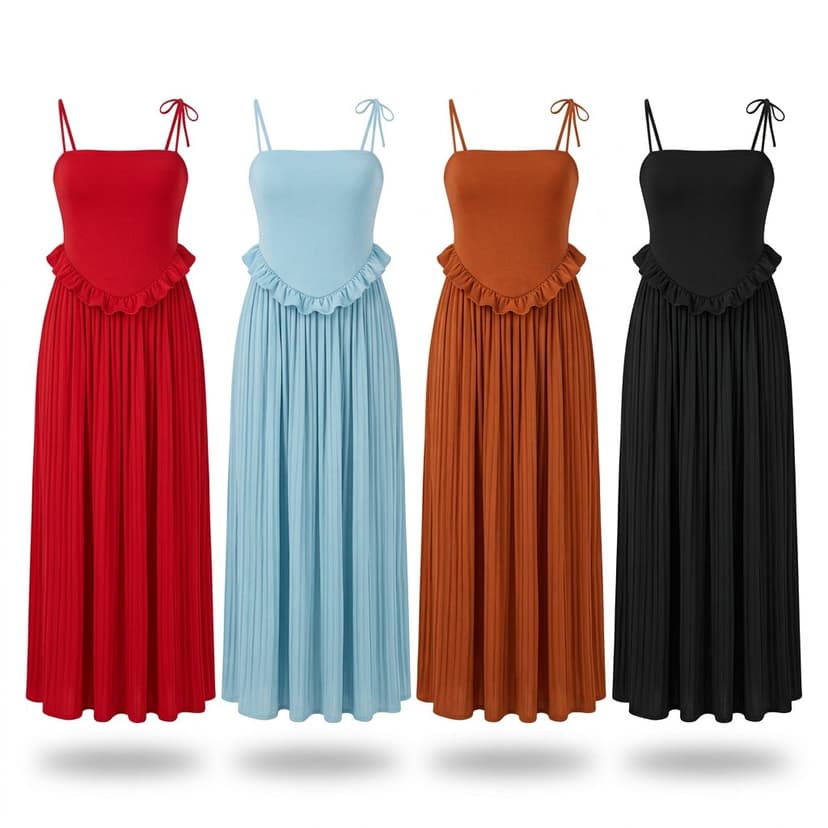 Batch15 10 Strappy Pleated Maxi Dress 4 Colours