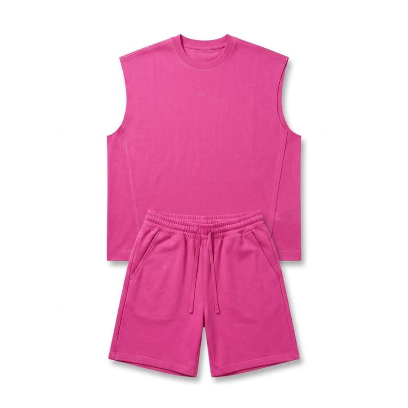 Batch17 01 Sleeveless Tee Shorts Set Pink
