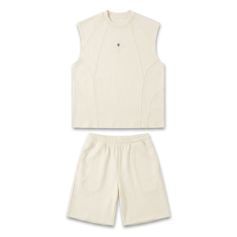 Batch17 05 Sleeveless Tee Shorts Set White
