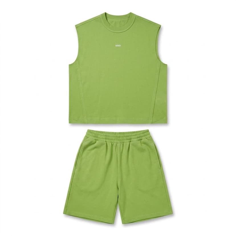Batch17 06 Sleeveless Tee Shorts Set Green