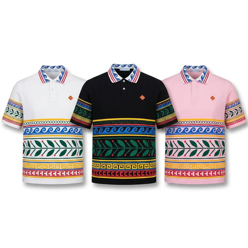 Batch18 06 Tribal Print Polo White Black Pink