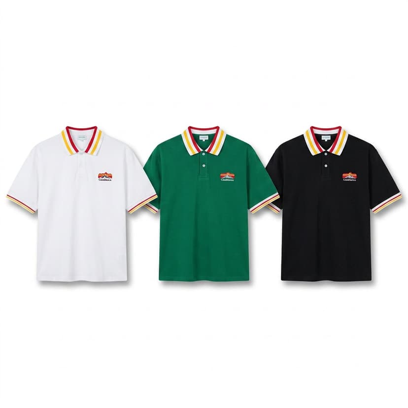 Batch18 11 Mountain Logo Polo White Green Black