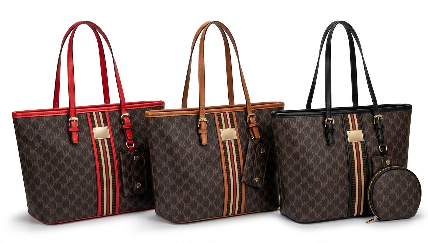 Monogram Stripe Tote Set
