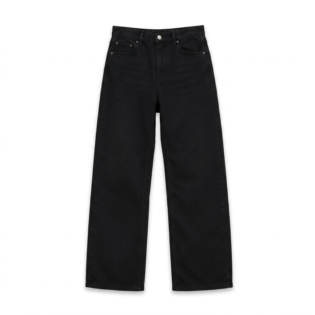 Solid Black Baggy Jeans