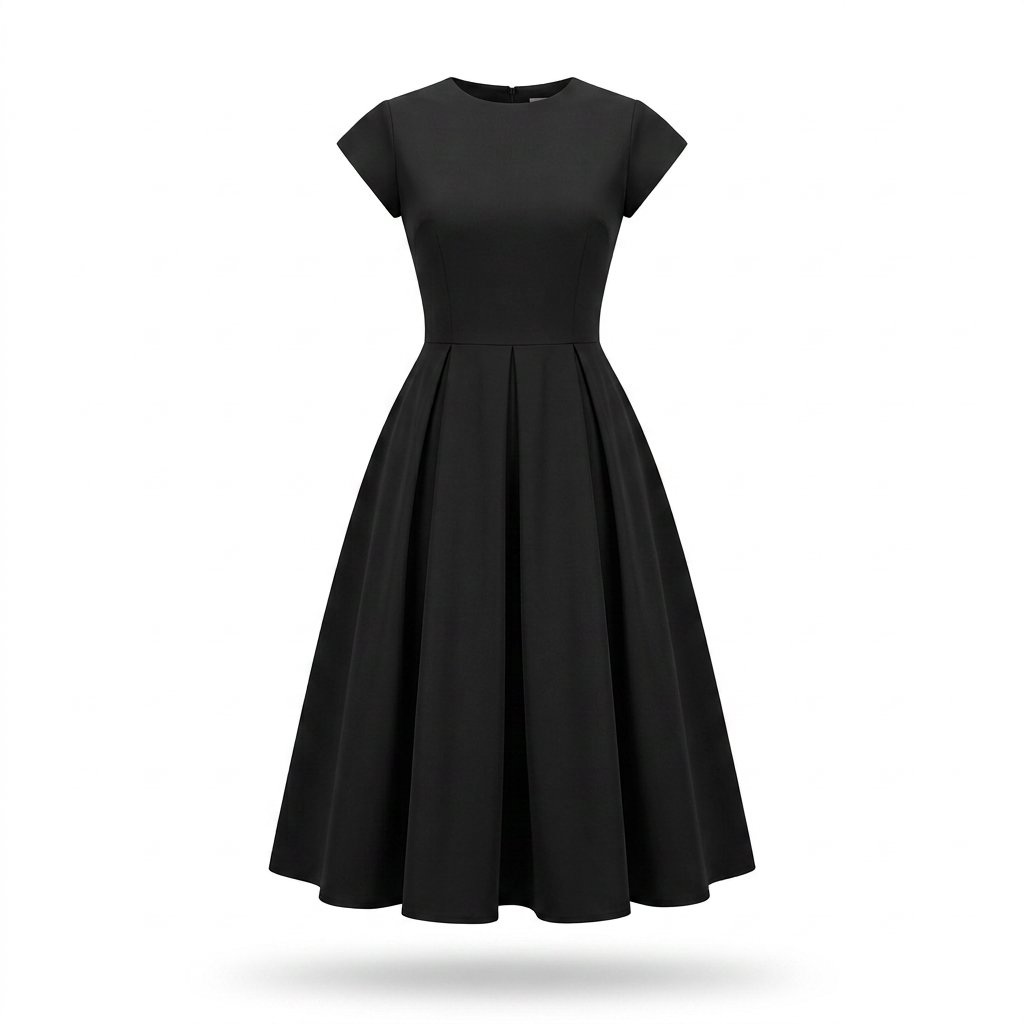 Black Flare Midi Dress