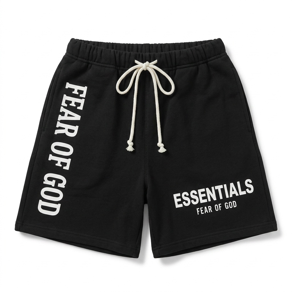 Black Essentials Print Shorts