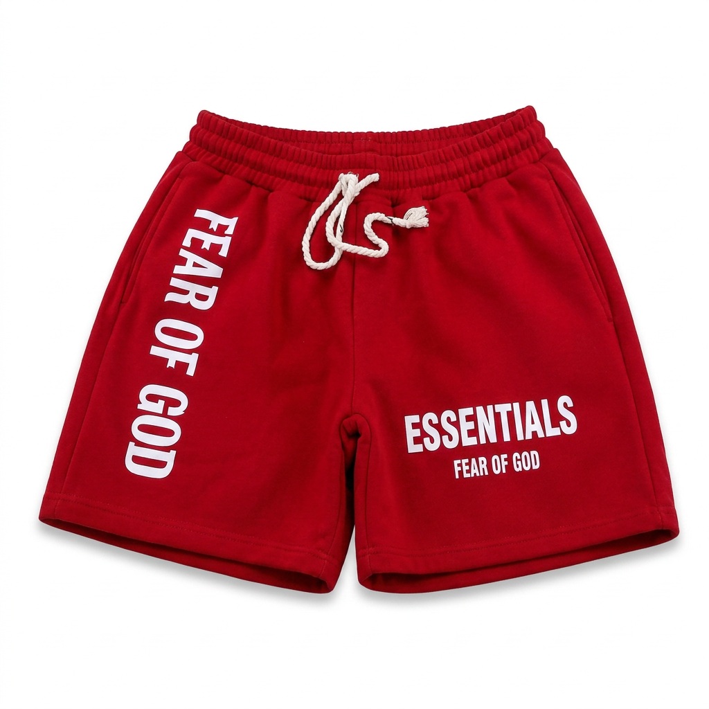 Red Essentials Print Shorts
