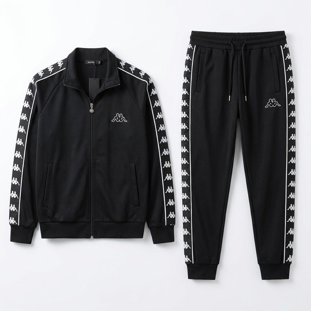 Black Logo Stripe Tracksuit Set