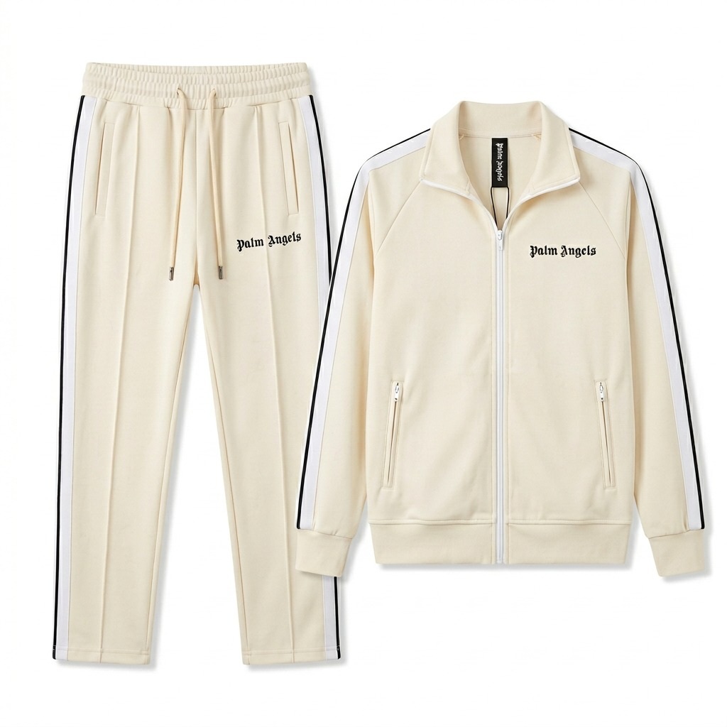 Cream Stripe Tracksuit Set