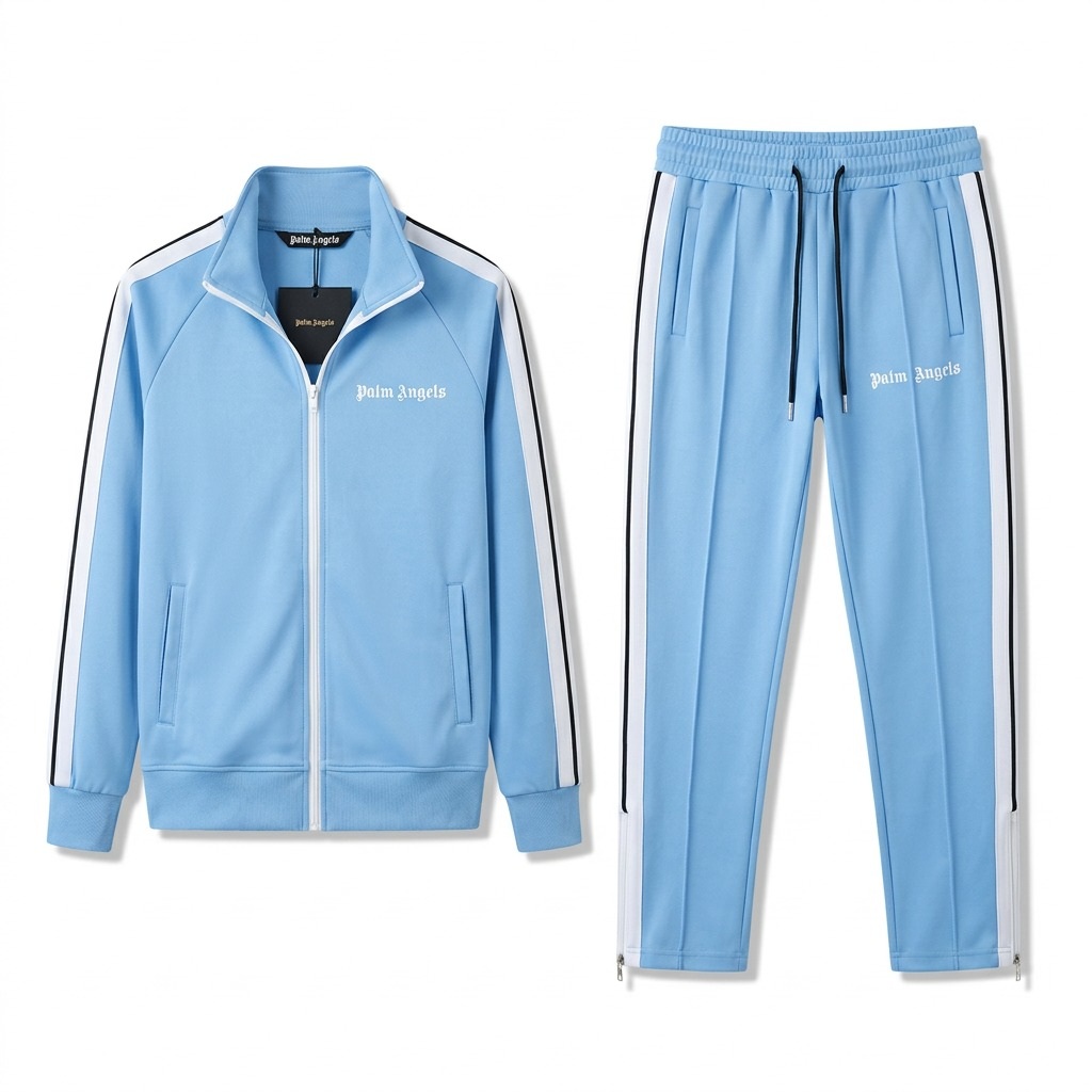 Light Blue Stripe Tracksuit Set