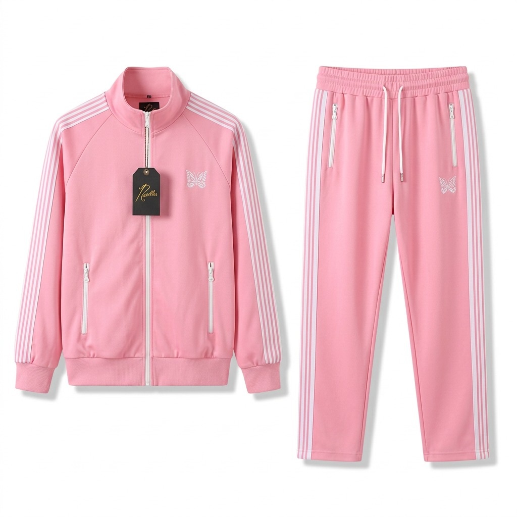 Pink Butterfly Stripe Tracksuit Set